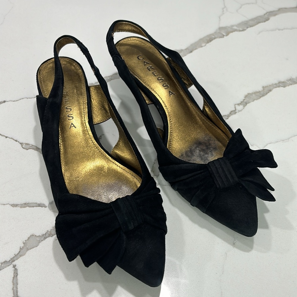 VINTAGE Caressa Women’s Leather Suede Kitten Heels
